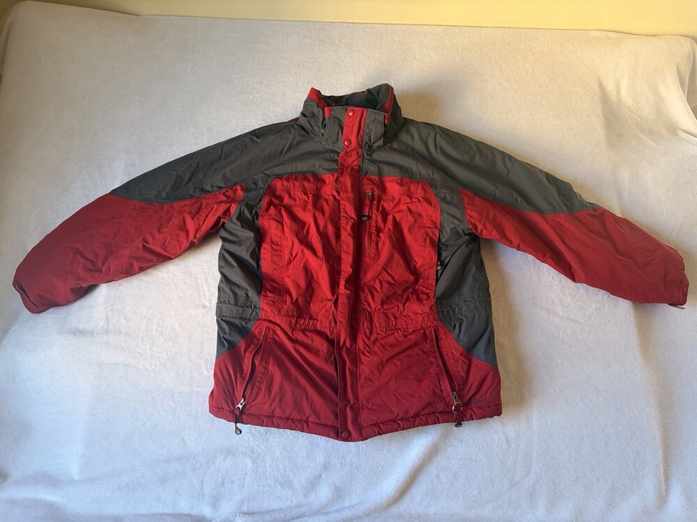LL Bean Jacket Mens XL Snowboard/Ski Red Gray Nylon Winter
